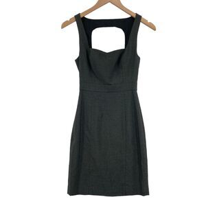 bebe A Line Shift Dress Womens Size 0 Gray Viscose Blend Square Neck Back Zipper